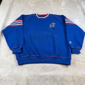 Vintage Logo Athletic Kansas Jayhawks Crewneck Sweatshirt Blue Mens Medium KU